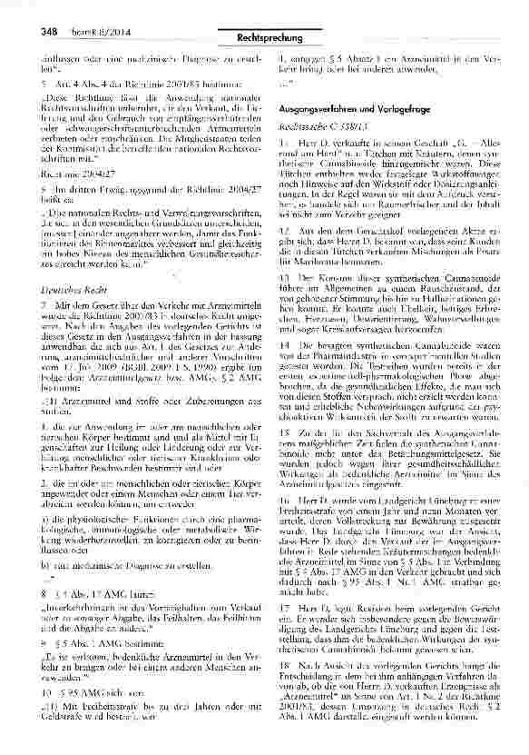 Vorschauseite 2: Cannabis-Ersatz-Kräutermischungen sind keine Arzneimittel 5 I und §4 XVII; REAMG § 95 I 1 i.V. mit AMG 2001/83/EG Art. 1 Nr. 2