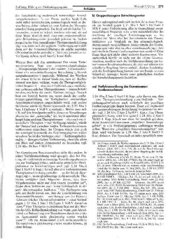 Vorschauseite 3: Das Verbot der Therapieeinschränkung bei der Bildung von Festbetragsgruppen nach § 35 SGB V