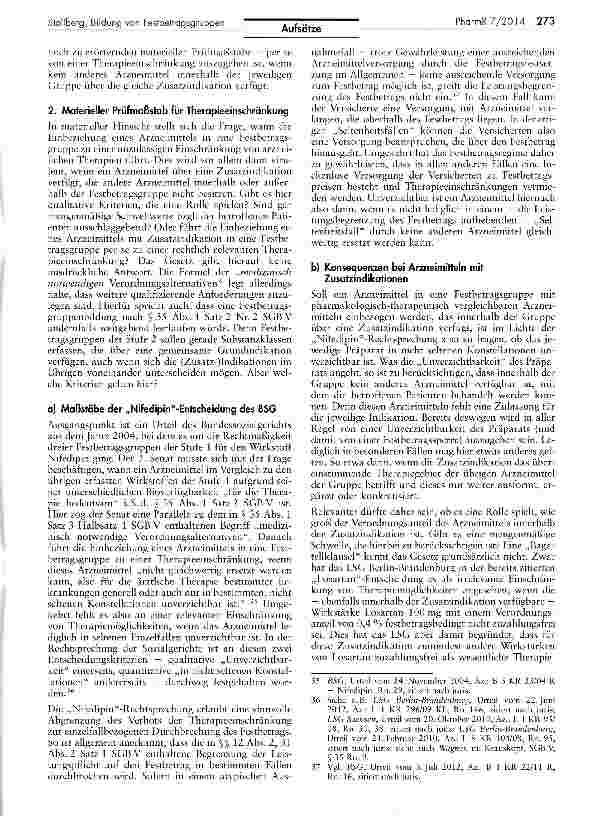 Vorschauseite 5: Das Verbot der Therapieeinschränkung bei der Bildung von Festbetragsgruppen nach § 35 SGB V