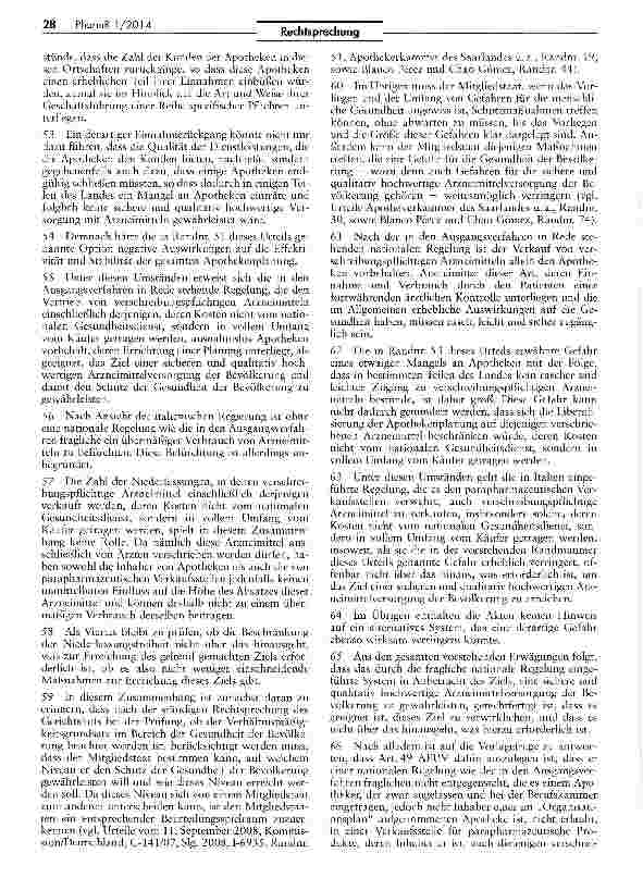 Vorschauseite 5: Italienische Verkaufsbeschränkung verschreibungspflichtiger Arzneimittel auf Apotheken europarecntskonform AEUV Art. 49