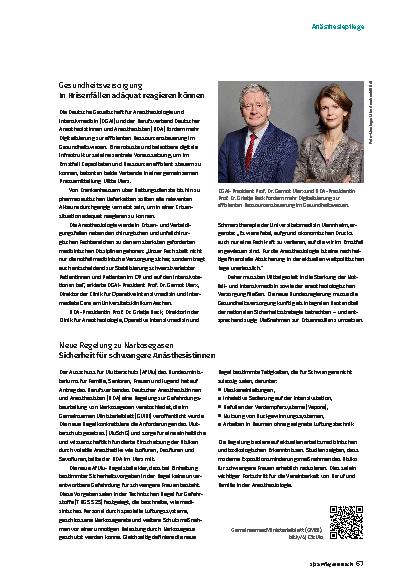 Vorschauseite 2: Anästhesiepflege Nachrichten