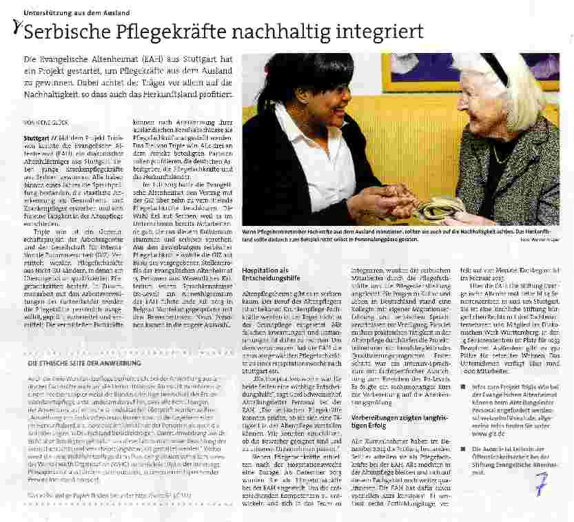 Vorschauseite 1: Serbische Pflegekräfte nachhaltig integriert