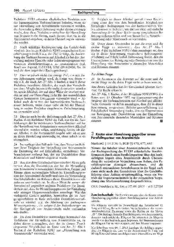 Vorschauseite 1: Kosten einer Abmahnung gegenüber einem Parallelimporteur von Arzneimitteln