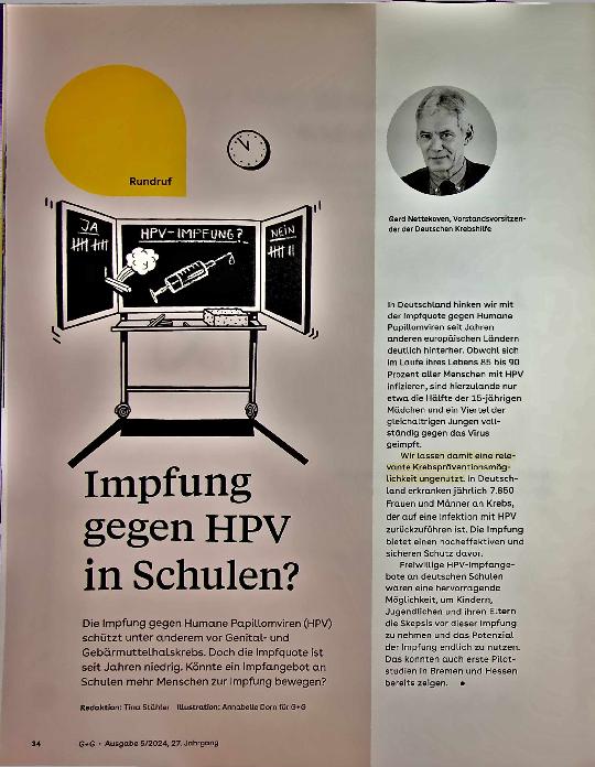 Vorschauseite 1: Impfung gegen HPV in Schulen!