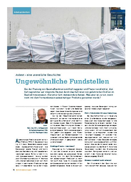 Vorschauseite 1: Asbest – eine unendliche Geschichte. Ungewöhnliche Fundstellen.