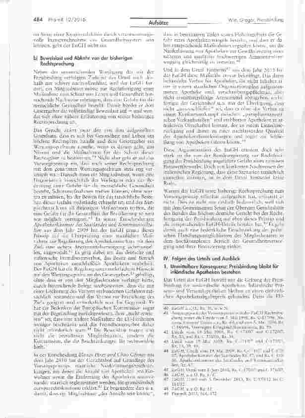 Vorschauseite 4: Die Preisbindung für Arzneimittel ist europarechtswidrig: Das EuGH-Urteil und seine Folgen