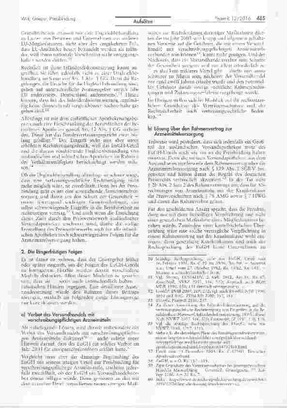 Vorschauseite 5: Die Preisbindung für Arzneimittel ist europarechtswidrig: Das EuGH-Urteil und seine Folgen
