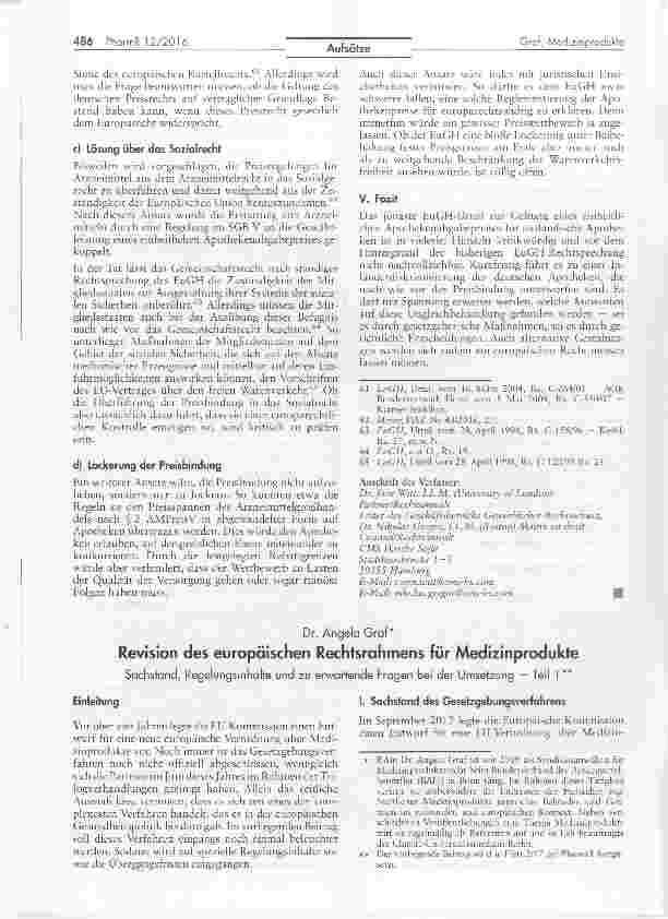 Vorschauseite 6: Die Preisbindung für Arzneimittel ist europarechtswidrig: Das EuGH-Urteil und seine Folgen