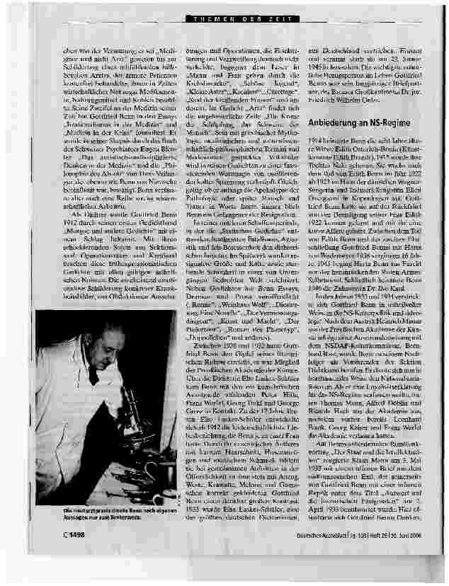 Vorschauseite 2: Gottfried Benn (1886-1956)Stets ein Gefangener der Resignation