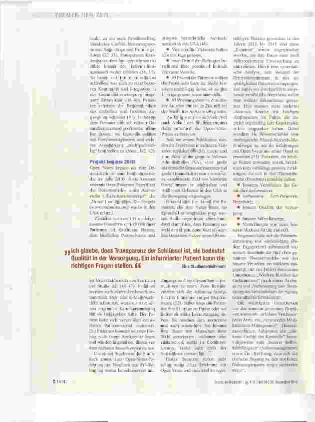 Vorschauseite 2: Transparenz in der Arzt-Patienten- Kommunikation
