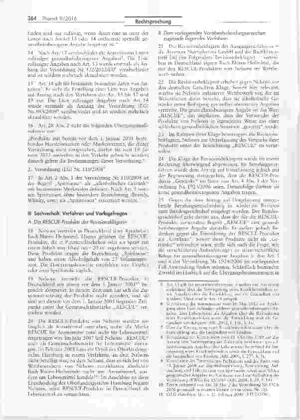 Vorschauseite 3: Zur Anwendbarkeit der Health-Claims-VO auf Pipettenfläschchen RESCUE-Produkte