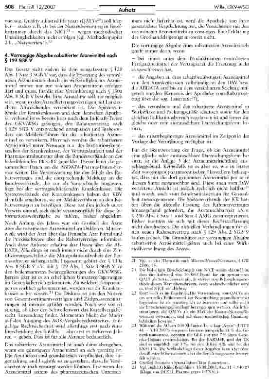 Vorschauseite 6: GKV-WSG: Umsetzungsstand in der Arzneimittelversorgung