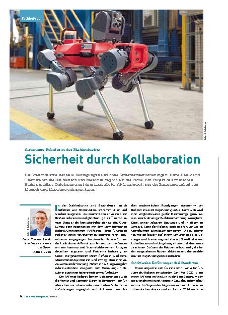 Vorschauseite 1: Autonome Roboter in der Stahlindustrie: Sicherheit durch Kollaboration