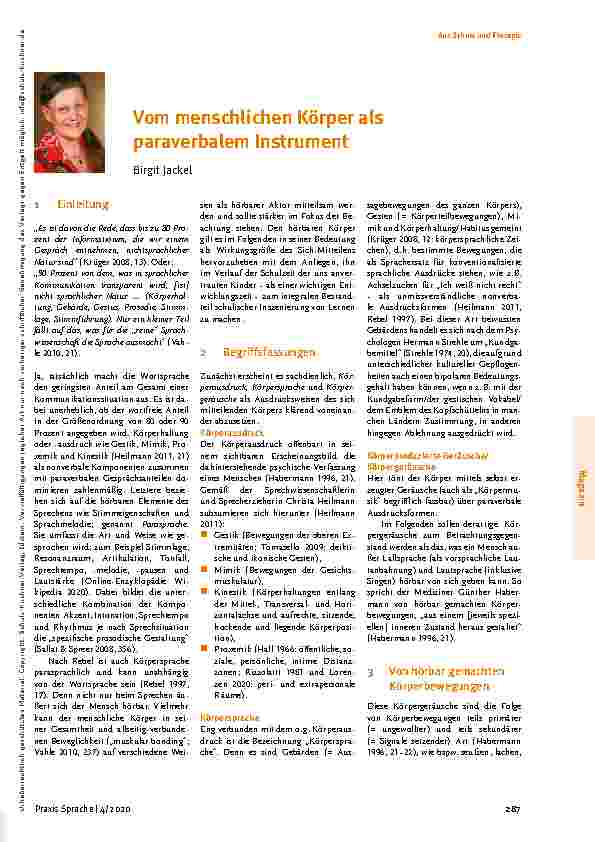 Vorschauseite 1: Vom menschlichen Körper als paraverbalem Instrument