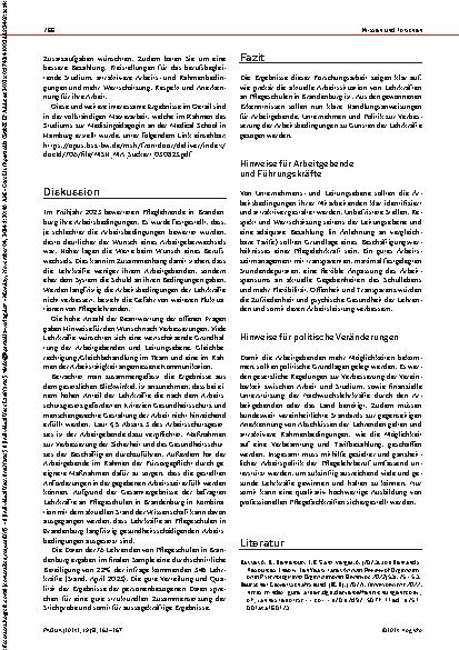 Vorschauseite 4: Pflegelehrende bewerten ihre Arbeitsbedingungen. Eine quantitative Untersuchung an Pflegeschulen in Brandenburg.
