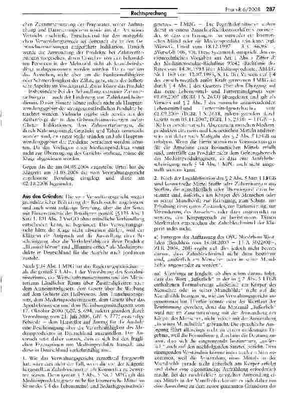 Vorschauseite 3: Zahnbleichmittel sind nicht als Kosmetika, sondern als Medizinprodukte zu bewerten
