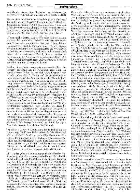 Vorschauseite 4: Zahnbleichmittel sind nicht als Kosmetika, sondern als Medizinprodukte zu bewerten