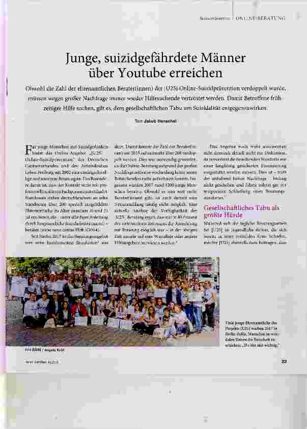Vorschauseite 1: Junge, suizidgefährdete Männer über Youtube erreichen