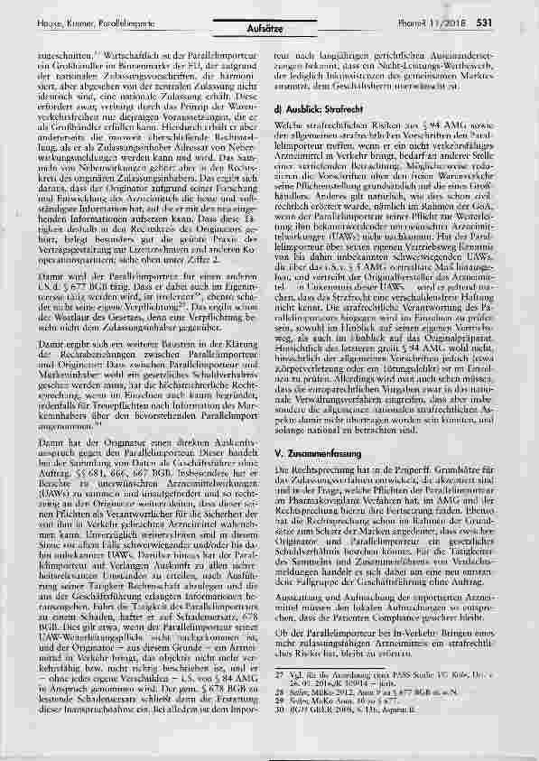 Vorschauseite 6: De Peijper revisited: Parallelimporte aus arzneimittelrechtlicher Sicht