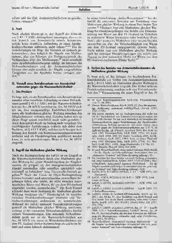 Vorschauseite 5: Das Betriebsverbot von Arzneimittelautomaten und seine Vereinbarkeit mitder Warenverkehrsfreiheit