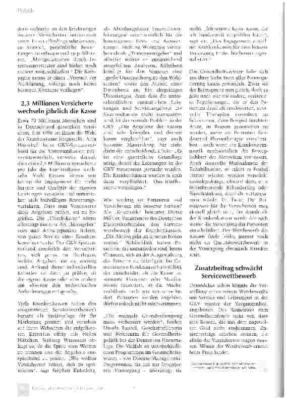 Vorschauseite 3: Krankenkassen im Servicewettbewerb