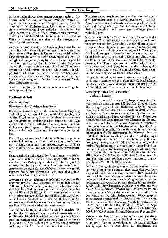 Vorschauseite 4: Besitz und Betrieb einer Apotheke dürfen Apothekern vorbehalten bleiben
