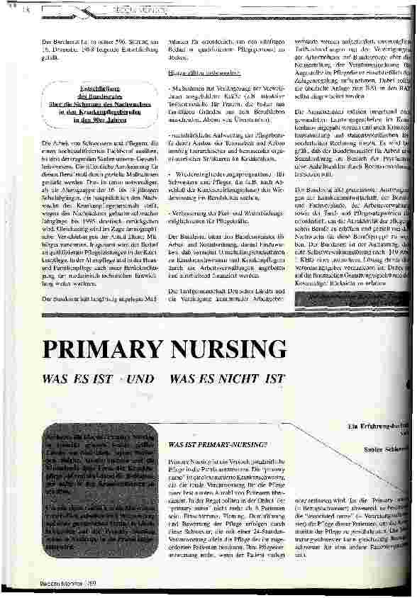 Vorschauseite 1: Primary Nursing Was es ist und was es nicht ist // Ein Erfahrungsbericht