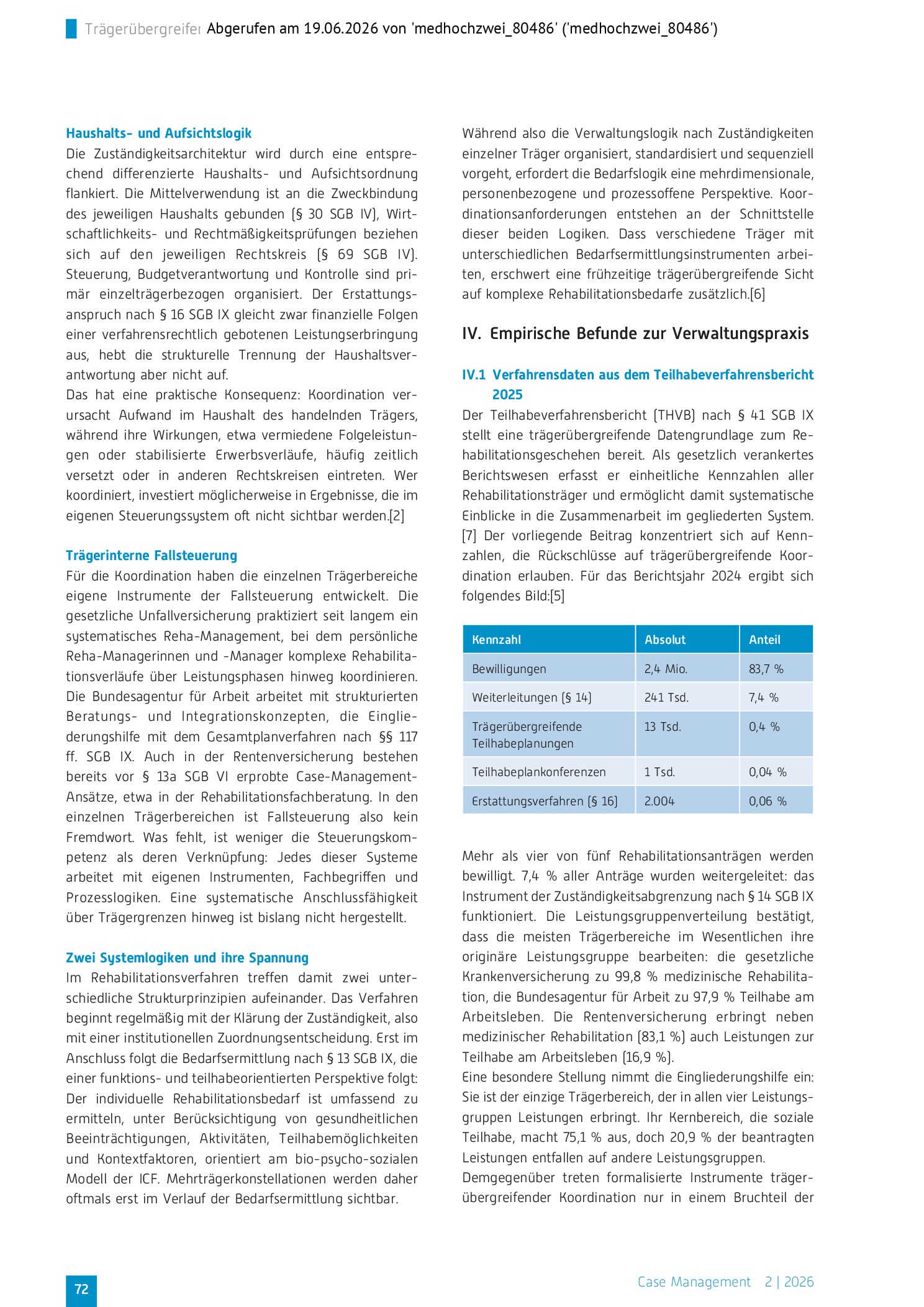 Vorschauseite 3: Trägerübergreifende Rehabilitation zwischen Rechtsanspruch und Verwaltungswirklichkeit – Koordination ohne Praxis?