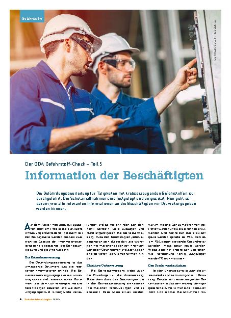 Vorschauseite 1: Der GDA Gefahrstoff-Check – Teil 5: Information der Beschäftigten