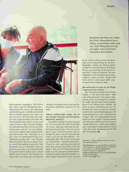 Vorschauseite 2: Leben in Corona-Tagen: Eine Krankenschwester, Palliativfachkraft und Alltagsbegleiterin in einem Pflegeheim berichtet.