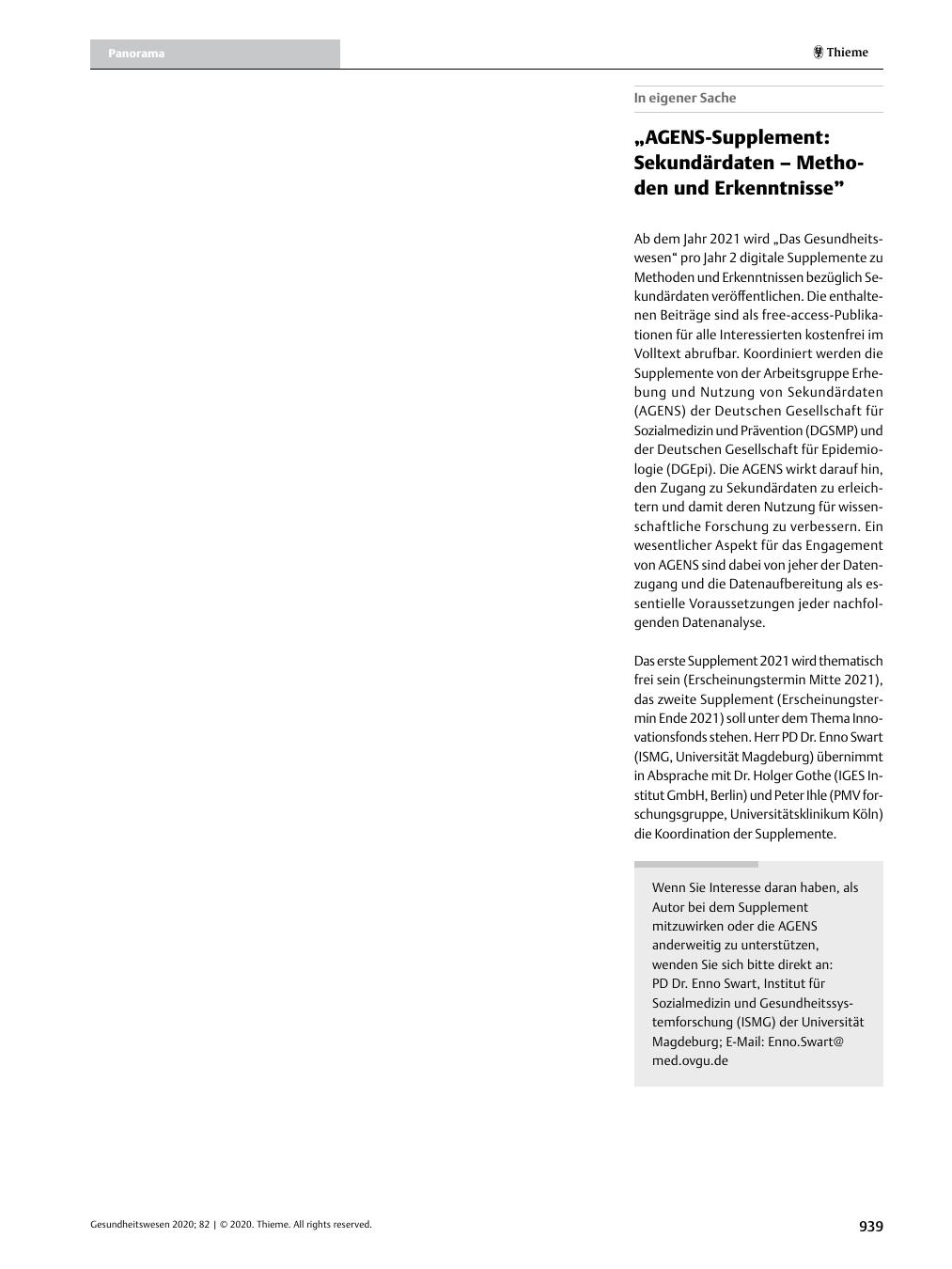 Vorschauseite 1: ?AGENS-Supplement: Sekundärdaten – Methoden und Erkenntnisse?