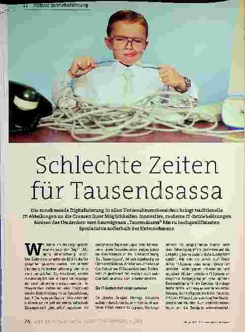 Vorschauseite 1: Schlechte Zeiten für Tausendsassa Die