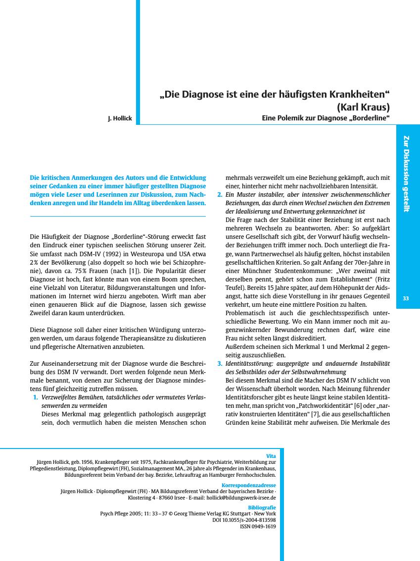 Vorschauseite 1: „Die Diagnose ist eine der häufigsten Krankheiten” (Karl Kraus)