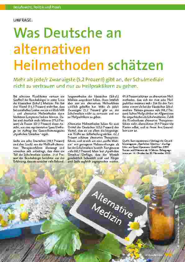 Vorschauseite 1: Was Deutsche an alternativen Heilmethoden schätzen