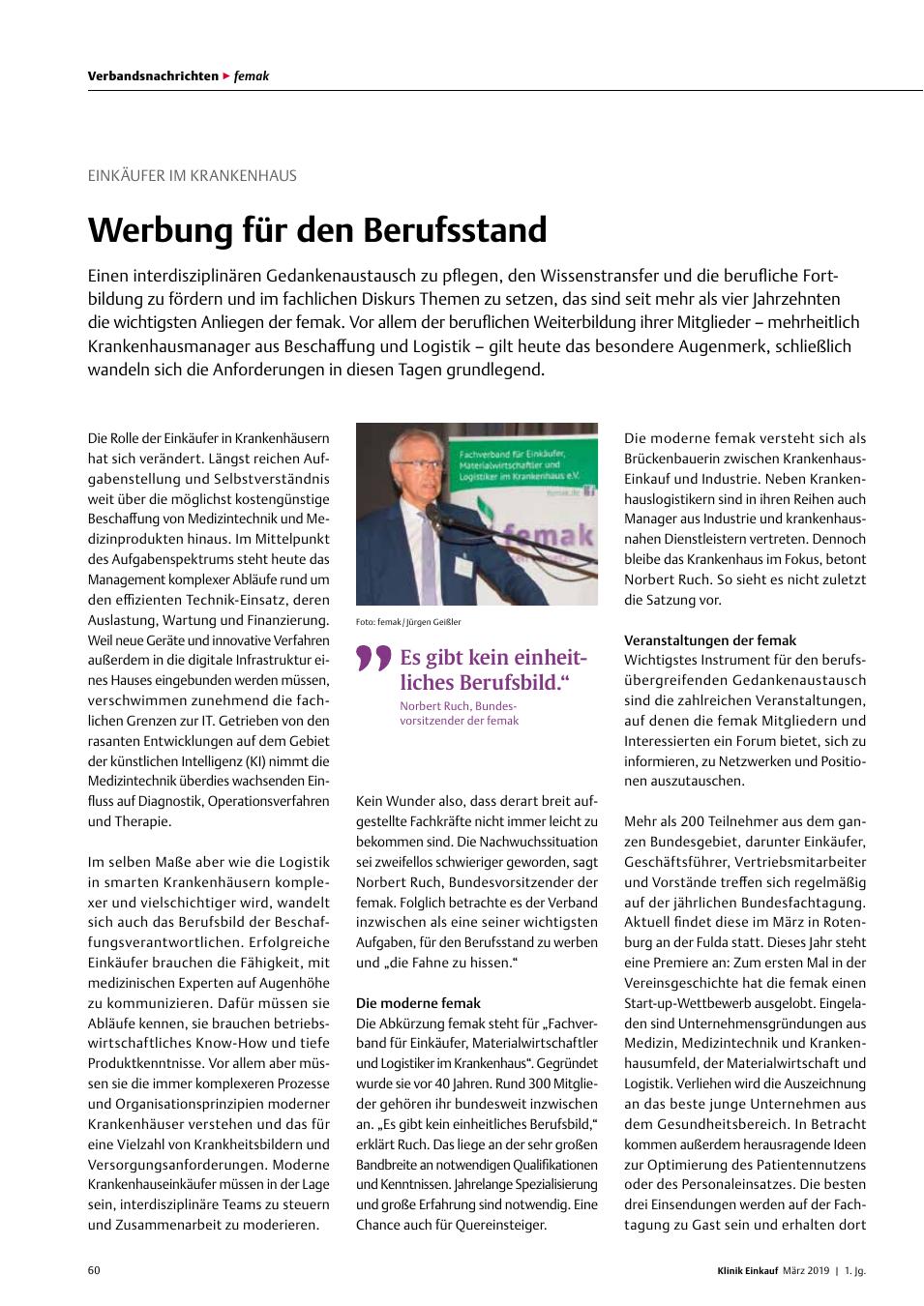 Vorschauseite 1: Einkäufer im Krankenhaus: Werbung für den Berufsstand