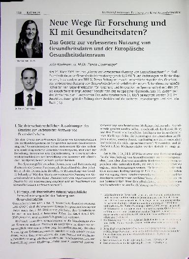Vorschauseite 1: Neue Wege für Forschung und KI mit Gesundheitsdaten?
