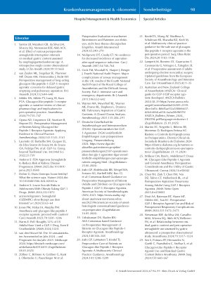 Vorschauseite 5: Perioperativer Umgang mit Glucagon-like Peptide-1-Rezeptoragonisten bei elektiven Eingriffen. Ein wissenschaftlicher Kurzbeitrag