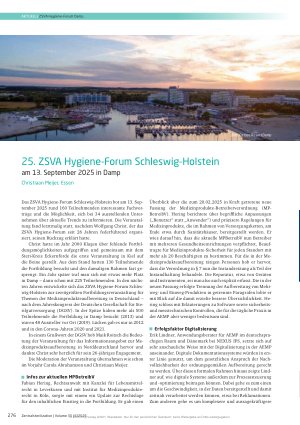Vorschauseite 1: 25. ZSVA Hygiene-Forum Schleswig-Holstein am 13. September 2025 in Damp