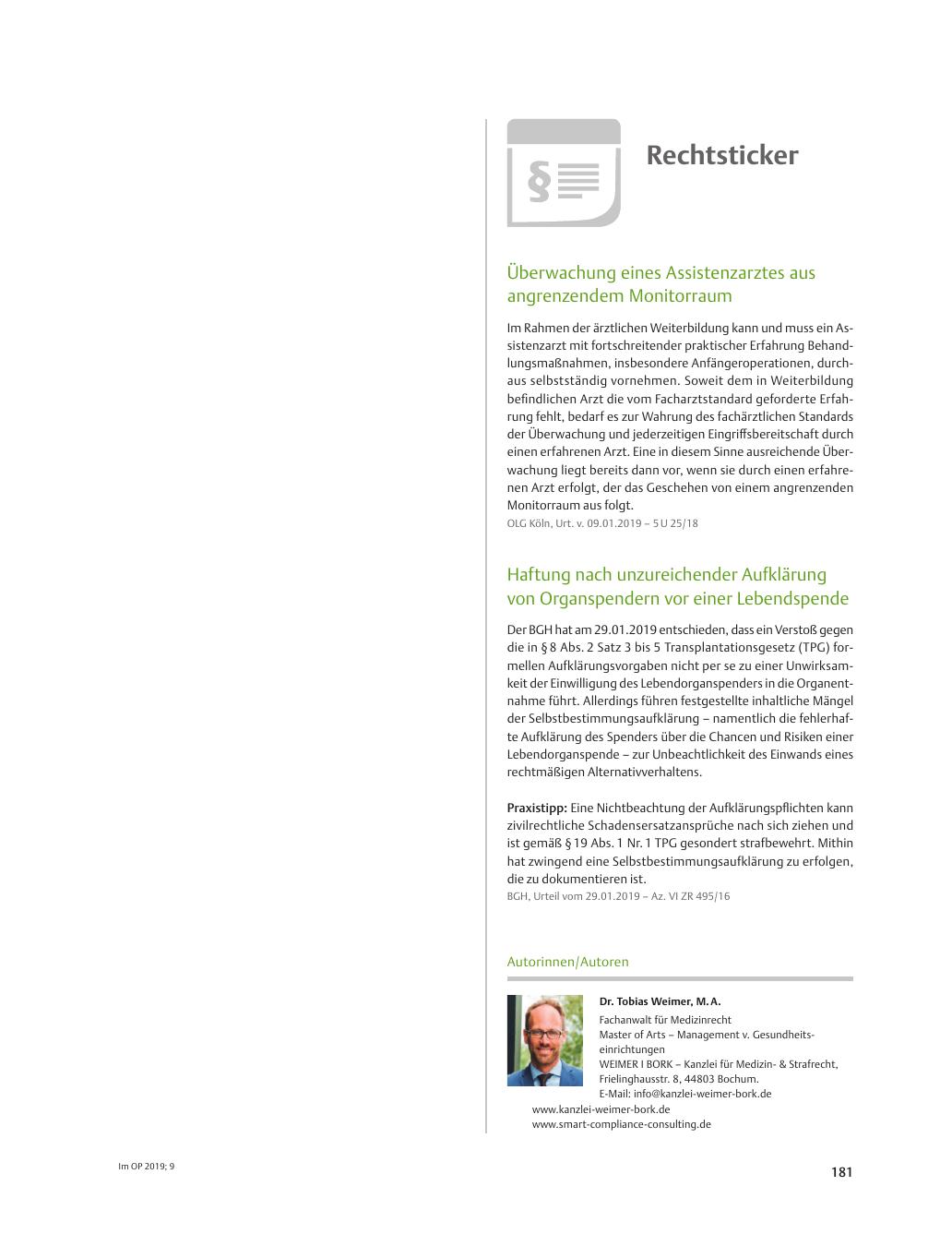 Vorschauseite 1: Rechtsticker