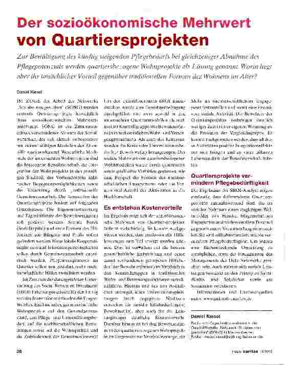 Vorschauseite 1: Der sozioökonomische Mehrwert von Quartiersprojekten