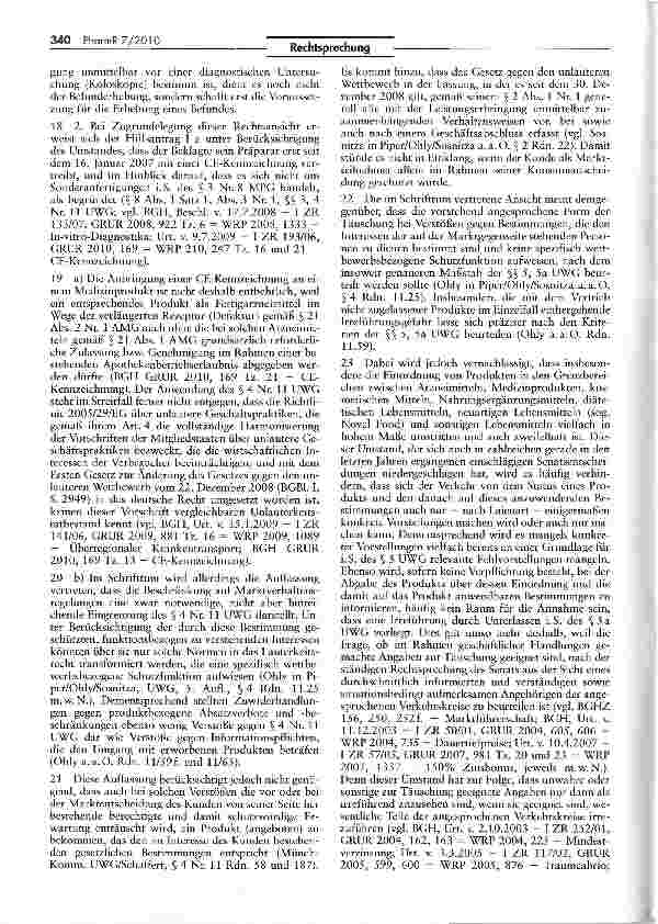 Vorschauseite 3: Zur Abgrenzung Arzneimittel/Medizinprodukt (Macrogol) UWG S 4 Nr. 11, $ 9 Satz 1; MPG $ 2 V Nr. 1, $ 3Nr. 1 lit. a; AMG $ 2 I Nr. 2, III Nr. 7