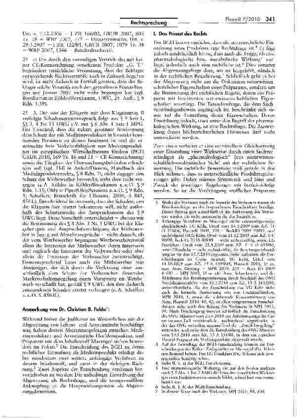 Vorschauseite 4: Zur Abgrenzung Arzneimittel/Medizinprodukt (Macrogol) UWG S 4 Nr. 11, $ 9 Satz 1; MPG $ 2 V Nr. 1, $ 3Nr. 1 lit. a; AMG $ 2 I Nr. 2, III Nr. 7