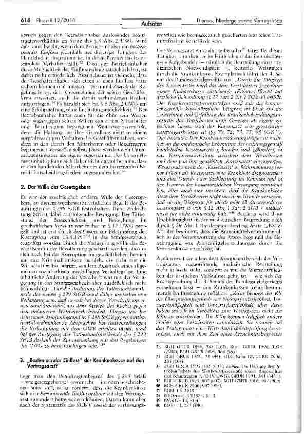 Vorschauseite 6: Niedergelassene Vertrggsärzte als „Beauftragte der Krankenkassen? -Von der Überdehnung eines Straftatbestandes