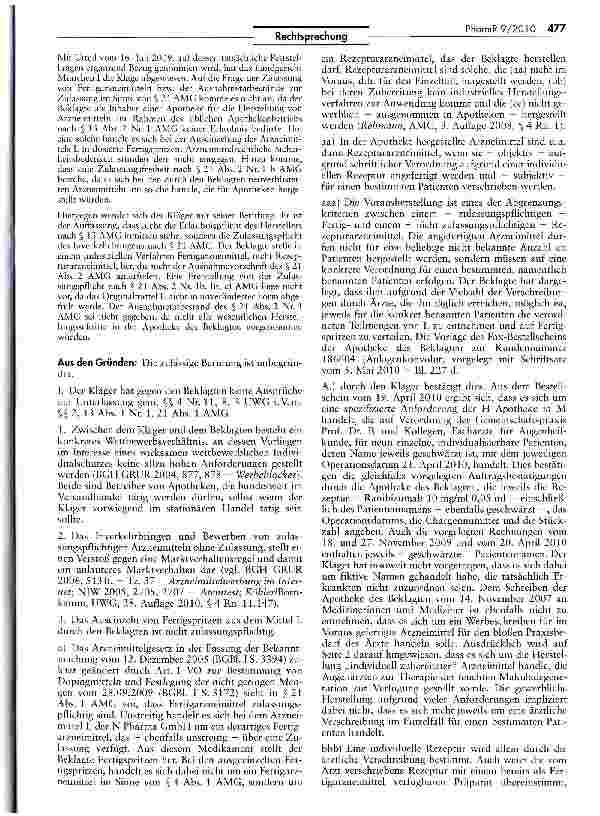 Vorschauseite 2: Erlaubnis zur Herstellung individueller Rezepturen (Fertigspritzen)