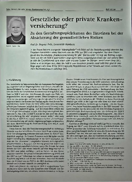 Vorschauseite 1: Gesetzliche oder private Krankenversicherung? Zu den Gestaltungsspielräumen des Einzelnen bei der Absicherung der gesundheitlichen Risiken.