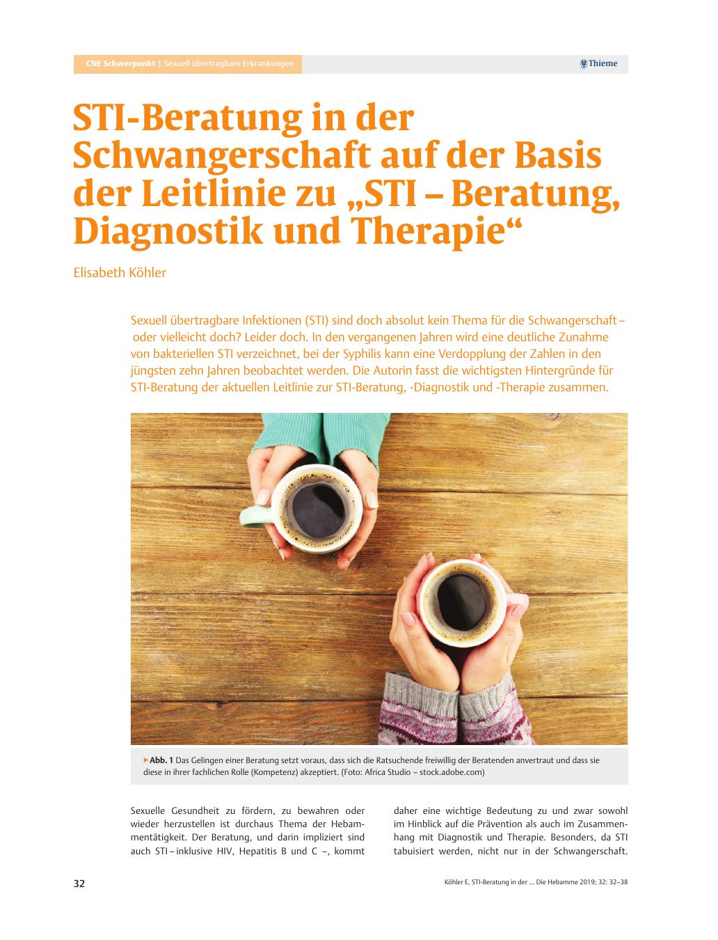 Vorschauseite 1: STI-Beratung in der Schwangerschaft auf der Basis der Leitlinie zu „STI – Beratung, Diagnostik und Therapie“