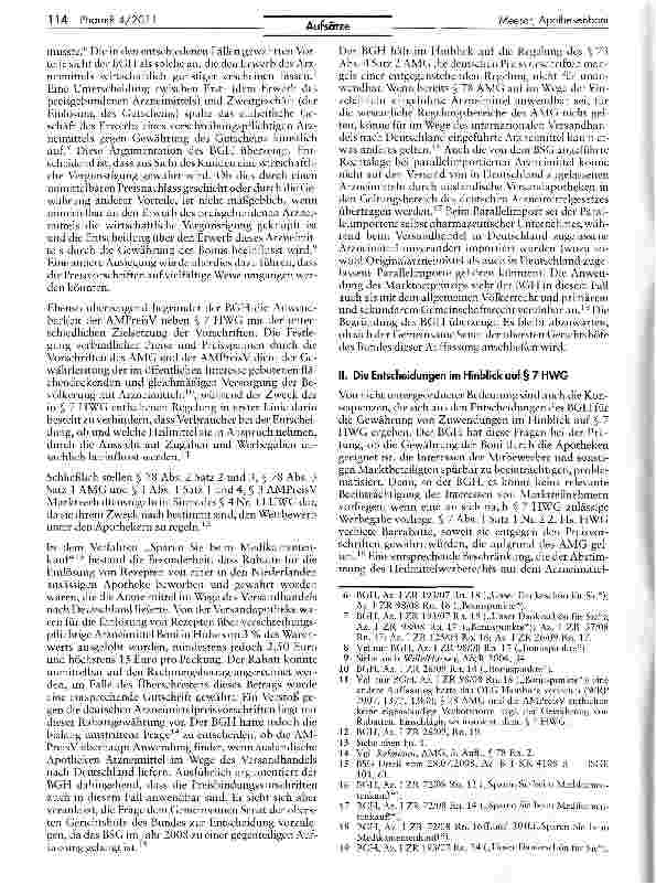Vorschauseite 2: Apothekenboni und das Zuwendungsverbot des § 7 HWG im Lichte der neuen Rechtsprechung des BGH