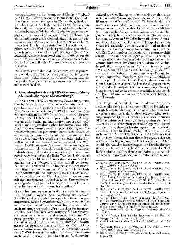 Vorschauseite 3: Apothekenboni und das Zuwendungsverbot des § 7 HWG im Lichte der neuen Rechtsprechung des BGH