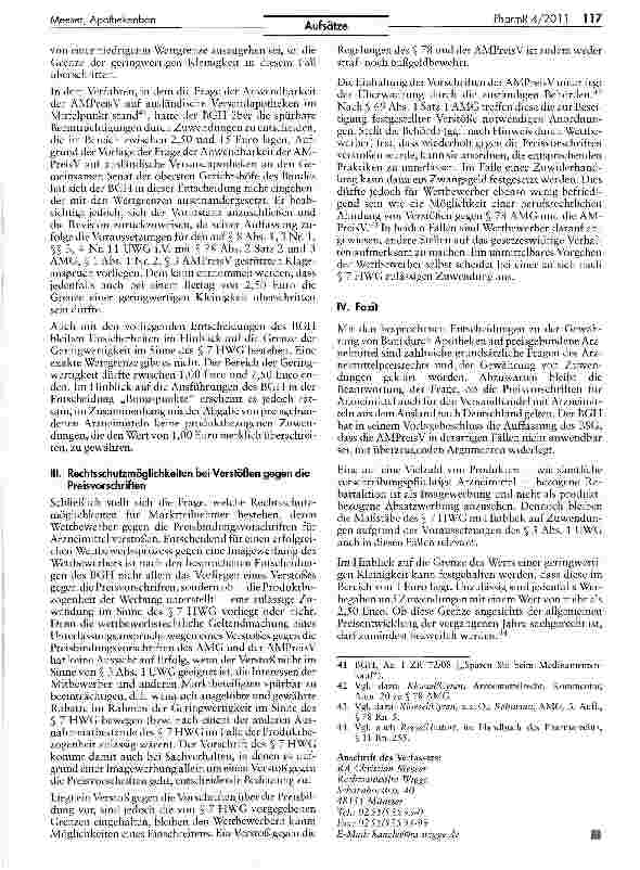 Vorschauseite 5: Apothekenboni und das Zuwendungsverbot des § 7 HWG im Lichte der neuen Rechtsprechung des BGH