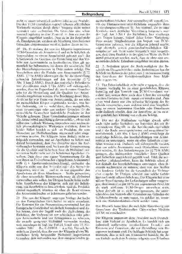 Vorschauseite 4: Abgrenzung Arzneimittel/Vorprodukt (TCM-Granulate)